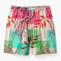 Farbblock-Boardshorts für Herren, hawaiianische Shorts, Badehose, Kordelzug mit Netzfutter, elastische Taille, Urlaubs-Strandshorts