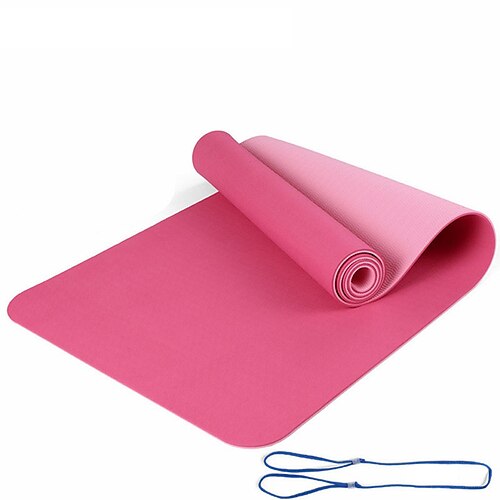 TPE6 mm zweifarbiges Yogamatten-Set mit fünf Teilen für Sport, Fitness, Stretching, Latex 2080, Widerstandsgürtel, wird mit Rucksackgurt geliefert
