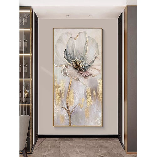 Handgemalte Wandkunst, Blumenbild, Ölgemälde, Folie, Blumenölgemälde, rahmenlos, neues Design, Leinwand, ästhetische Malerei, Raumdekoration, moderne Gemälde für Zuhause Image