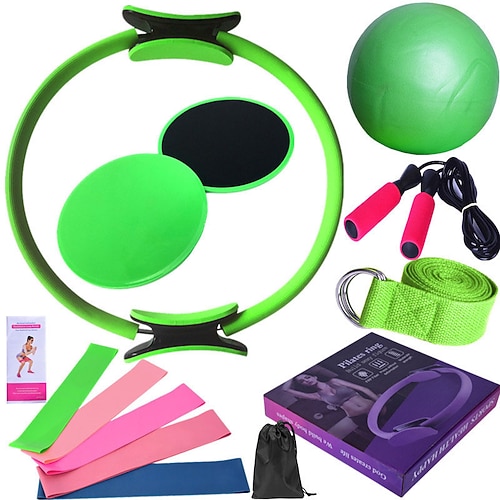 Yoga Ball Vierzehn Teile Set Fitness Pilates Ring Gleitplatte Latex Elastischer Ring Erweiterungsgurt Gummispringseil Abdeckung Weihnachtsgeschenk Image