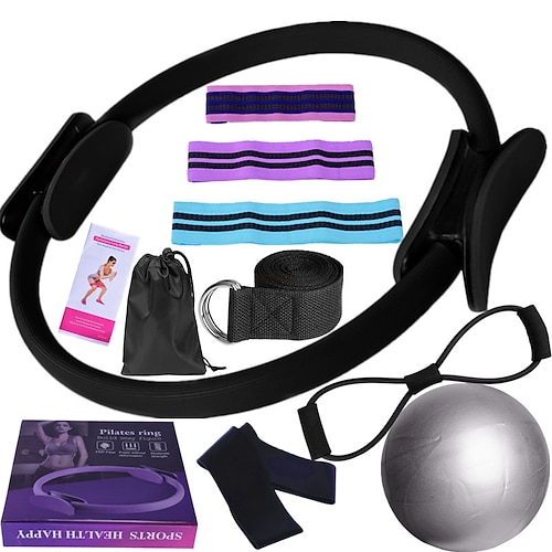 Yoga Fitness 11-teiliges Set mit Band Latexsilken Hüftring Latexschnurring Yoga-Ball Dehnband Pilates Weihnachtsgeschenk