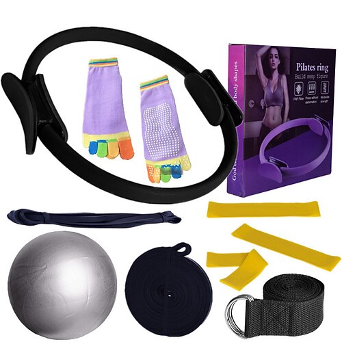 Pilates Kreis Zehnteilige Yoga Ball Latex Elastikring Widerstandsband Stretchband Yoga-Socken Fitness-Set Weihnachtsgeschenk