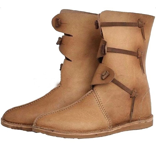 Retro Vintage mittelalterliche Renaissance-Schuhe, flache Jazz-Stiefel, Pirat, Ritter, Ritter, Herren, Unisex, Halloween, Event/Party, Maskerade-Schuhe, ausgefallene mittelalterliche Stiefel