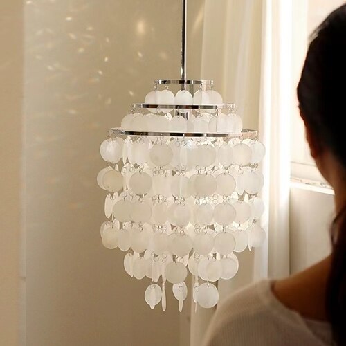 LED-Kronleuchter, französisches mittelalterliches Design, Metallschale, natürlicher cremefarbener Stil, Esszimmer, Bar, Café, warmes Licht, 1 Licht, 28–80 cm, 110–120 V, 220–240 V Image