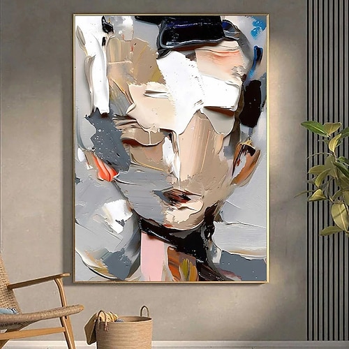 Handgefertigtes Ölgemälde auf Leinwand, Wandkunst, Dekoration, dickes Öl, moderne abstrakte Figur für Heimdekoration, gerolltes, rahmenloses, ungedehntes Gemälde Image