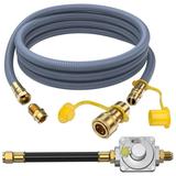 PatioGem 12FT 1/2 Inch Natural Gas Conversion Kit Compatible with Kitchen-aid Propane Gas Grill Conversion 710-0003 Natural Gas Hose and Regulator Gas Grill Conversion Kit for Propane Gas Grill - CSA