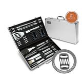 21 Piece BBQ Tools Set - Barbecue Accessories With Carrying Case - Pro Grade Stainless Steel Grill Utensils Plus Bonus Pulled Meat Shredder Claws - by Vysta