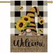 YCHII Summer Garden Flag Sunflower Gnome Vertical Double Sided Buffalo Plaid Welcome Flag Seasonal Farmhouse Yard Outdoor Decoration