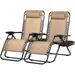 Set of 2 Relaxing Recliners Patio Chairs Adjustable Steel Mesh Lounge Chair Recliners with Pillow and Cup Holder