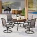 durable 5 Pieces Patio Dining Set Outdoor Furniture Set with 37 Square Wood-Like Table and 4 Padded Textilene Fabric Swivel High Back Chairs for Garden Poolside Backyard Porch