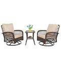 Arnahaishe 3 Pieces Patio Furniture Set Outdoor 360Â° Swivel Rocker Patio Chairs Set with Side Table Wicker Patio Bistro Set Outdoor Furniture Patio Conversation Set