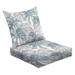 2-Piece Deep Seating Cushion Set Tropical Leaves Seamless Texture Bright Hand Drawn Leaves Monstera Outdoor Chair Solid Rectangle Patio Cushion Set