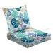 2-Piece Deep Seating Cushion Set seamless graphical tropical leaves bright pattern vibrant texture pop Outdoor Chair Solid Rectangle Patio Cushion Set