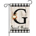 YCHII Fall Monogram Letter M Initial Garden Flag Double Sided Small Vertical Welcome Pumpkin Initial Family Last Name Personalized Sweet Home Flag Outdoor Decoration (ONLY FLAG)