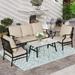 durable VALLEY Patio Furniture Set 4 PCS Outdoor Conversation Set Metal Sofa Set with Thick Upgrade Cushion and Coffee Table Beige\u2026