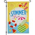 YCHII Flamingo Garden Flag Beach Tropical Palm Trees Summer Garden Flags Double Sided Hawaiian Sea Beach Luau Yard Banner for Seasonal Outdoor Party Decoration (SUMMER-07)