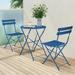 3-Piece Bistro Set Folding Outdoor Furniture Sets with Premium Steel Frame Portable Design for Bistro & Balcony Peacock Blue