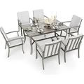 durable 7 Piece Patio Swivel Dining Set Aluminum Outdoor Dining Set Aluminum Dining Table and Chairs Set Patio Dining Furniture with Aluminum Table Chairs and Washable Cushions (Gray)