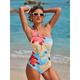 Women's Swimwear One shoulder onepiece Swimsuit One Shoulder Shoulder Tie Fruit Sky Blue One Shoulder Bathing Suits Print Fruits Pattern