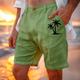 Men's Shorts Linen Shorts Summer Shorts Beach Shorts Drawstring Elastic Waist Print Coconut Tree Comfort Short Daily Vacation Beach 40% Linen Vacation Fashion ArmyGreen White