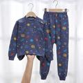 Kids Boys 2 Pieces Pajama Set Long Sleeve Set-Colorful Bear Head Set-Big Dinosaur Set-Cake Kitten Graphic Crewneck Spring Fall Adorable Home 7-13 Years