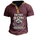 Father Son a Bond That Can't Be Broken Men's Casual 3D Print T shirt Tee Henley Shirt Papa T Shirt Sports Outdoor Holiday Going out T shirt Burgundy Short Sleeve Henley Shirt Spring Summer Clothing