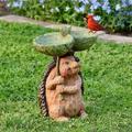 Outdoor Hedgehog Shape Bird Bath Bowl Resin Pedestal Decoration for Yard Garden Base Feeder Wonderful Outside Decor Best Gift