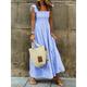 Women's Plaid Dress Casual Dress Slip Dress Plaid Ruffle Backless Spaghetti Strap Long Dress Maxi Dress Vacation Sleeveless Summer