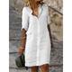 Women's Shirt Dress Casual Dress Cotton Linen Dress Midi Dress Cotton Blend Fashion Classic Outdoor Daily Shirt Collar Button Up Button Half Sleeve Summer Spring Fall 2023 Regular Fit Black White Gray