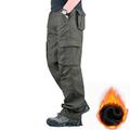 Men's Cargo Pants Fleece Pants Work Pants Pocket Multi Pocket High Rise Solid Colored Wearable Outdoor Calf-Length Outdoor Casual Classic Big and Tall Loose Fit Army Yellow Black High Waist Inelastic