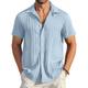 Men's Shirt Button Up Shirt Casual Shirt Summer Shirt White Blue Green Short Sleeve Plain Collar Daily Vacation Clothing Apparel Fashion Casual Comfortable