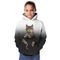 Kids Girls' Hoodie Long Sleeve 3D Print Graphic Animal Cat Stripe Green White Purple Children Tops Spring Fall Active Daily School Daily Loose Fit 3-12 Years / Winter