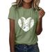 FhsagQ Female Summer Tops for Women Womens Summer Fashion T Shirt Baseball Print Short Sleeve Tunic Top Green M