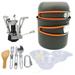 Camping Cookware Set for 1-2 People Outdoor Foldable Camping Pot with Mini Gas Stove Picnic Tableware Kit Lightweight Aluminum Cooking Set for BBQ Hiking Cooking