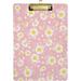 Acrylic Clipboard Pink Daisies A4 Letter Size Clipboards for Students Kids Officers Workers Silver Clip Size 12.5 x 9 Inches Whiteboard Clipboards