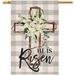 He is Ris Easter Gard Flag 12x18 Vertical Double Sided Buffalo Plaid Lily Cross Farmhouse Holiday Outside rations Burlap Yard Flag BW275