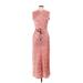 Rebecca Taylor Casual Dress - Midi High Neck Sleeveless: Pink Stripes Dresses - Women's Size 10