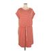 Terra & Sky Casual Dress - Mini Scoop Neck Short sleeves: Orange Print Dresses - Women's Size 1X