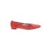 Manolo Blahnik Flats: Slip On Stacked Heel Boho Chic Red Print Shoes - Women's Size 37 - Almond Toe