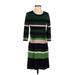 Ann Taylor Casual Dress - A-Line: Green Stripes Dresses - Women's Size X-Small Petite