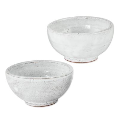 Fresh White,'Rustic White Small Ceramic Bowls (Pai...