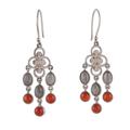 Ethereal Grandeur,'Natural Labradorite and Carnelian Chandelier Earrings'