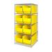 Quantum Storage Systems WR5-993YL 5-Tier Complete Wire Shelving System with 8 QUS993 Yellow Hulk Bins Chrome Finish 36 Width x 36 Length x 86 Height