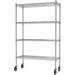 YINCHEN 4-Shelf Storage Shelves with Casters Heavy Duty 4 Tiers Rolling Cart Utility Racks Adjustable Wire Metal Shelving Chrome