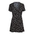 Tommy Jeans Damen Minikleid FLORAL aus Viskose, schwarz, Gr. XS