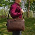 Genuine Leather Briefcase With Leather Suitcase Strap