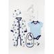 Rock A Bye Baby Boy Navy Teddy Bear Print Cotton 5-Piece Gift Set - Size 3-6M