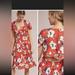Anthropologie Dresses | New $158 Anthropologie London Rose Sz L Regents Floral Midi Dress Cut Out | Color: Red/White | Size: L