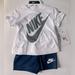 Nike Matching Sets | New Nike 12 M T-Shirt & Shorts Set Infant Baby Gender Neutral Blue White | Color: Blue/White | Size: 9-12mb