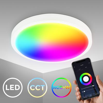 B.K.LICHT LED Deckenleuchte "WiFi CCT LED Deckenleuchte mit App-Steuerung", weiß, Ø 27,00cm H: 6,00cm, Lampen, Inkl. Nachtlichtfunktion, Timerfunktion Memoryfunktion, Farbwechsel Image